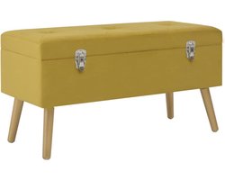 vidaXL - Bankje - met - opbergvak - 80 - cm - fluweel - mosterdgeel