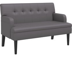 vidaXL - Bankje - met - rugleuning - 112x65,5x75 - cm - kunstleer - grijs