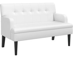 vidaXL - Bankje - met - rugleuning - 112x65,5x75 - cm - kunstleer - wit
