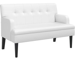 vidaXL Bankje met rugleuning 112x65,5x75 cm kunstleer wit - Bankje - Bankjes - Bankje - Halbankje