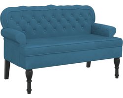 vidaXL - Bankje - met - rugleuning - 119,5x64,5x75 - cm - fluweel - blauw
