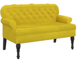 vidaXL Bankje met rugleuning 119,5x64,5x75 cm fluweel geel - Bankje - Bankjes - Halbankje - Gangbankje