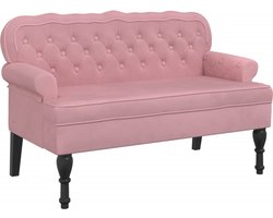 vidaXL - Bankje - met - rugleuning - 119,5x64,5x75 - cm - fluweel - roze