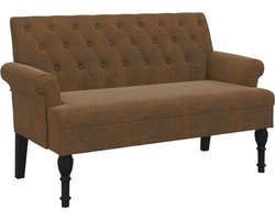 vidaXL - Bankje - met - rugleuning - 120x62x75,5 - cm - kunstsuèdeleer - bruin