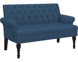 vidaXL Bankje met rugleuning - Blauw, 120 cm Comfortabele Bank - Stoffen Bank - Lounge Bank - Kleine Bank - Modern Bank