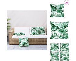 vidaXL Bankkusen - Bankussens - Tuinkussen - Kussen - Bankkussens 4 st bladpatroon 40x40 cm stof