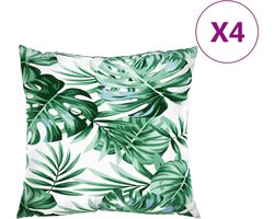 vidaXL - Bankkussens - 4 - st - bladpatroon - 40x40 - cm - stof