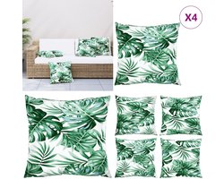 vidaXL Bankkussens 4 st bladpatroon 40x40 cm stof - Bankkusen - Bankussens - Tuinkussen - Kussen