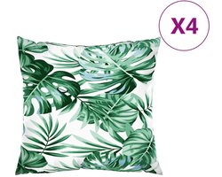 vidaXL - Bankkussens - 4 - st - bladpatroon - 60x60 - cm - stof