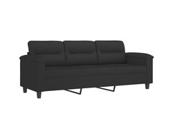 vidaXL Banks Kopen - 3-zitsbank - Driezitsbank 180 cm microvezelstof zwart - Salon Meubilair - Zwarte Bank - Microvezel Bank