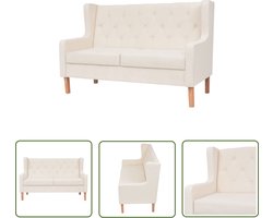 vidaXL Banks Kopen - Tweezitsbank - Tweezitsbank stof crèmewit - Salon Meubels - Creme Wit Bank - Lederlook Bank