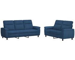 vidaXL - Bankstel - 2 - pcs - Blauw - Stof