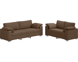 vidaXL - Bankstel - 2 - pcs - Bruin - 219 - x - 77 - x - 82 - cm - Stof