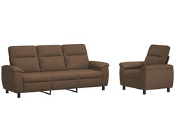 vidaXL - Bankstel - 2 - pcs - Bruin - Stof