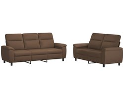 vidaXL - Bankstel - 2 - pcs - Bruin - Stof