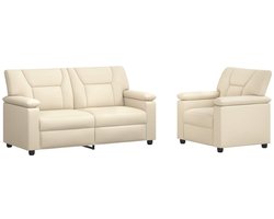 vidaXL - Bankstel - 2 - pcs - Crèmekleurig - Kunstleer