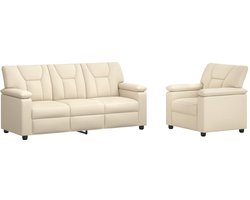 vidaXL - Bankstel - 2 - pcs - Crèmekleurig - Kunstleer