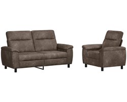 vidaXL - Bankstel - 2 - pcs - Donkergrijs - Kunst - Suède - Leer