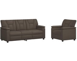 vidaXL - Bankstel - 2 - pcs - Grijs - Kunstleer
