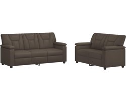 vidaXL - Bankstel - 2 - pcs - Grijs - Kunstleer