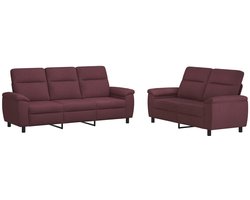 vidaXL - Bankstel - 2 - pcs - Paars - Stof