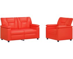vidaXL - Bankstel - 2 - pcs - Rood - Kunstleer