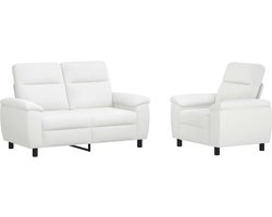 vidaXL - Bankstel - 2 - pcs - Wit - Stof