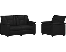 vidaXL - Bankstel - 2 - pcs - Zwart - Kunstleer