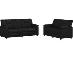 vidaXL - Bankstel - 2 - pcs - Zwart - Kunstleer