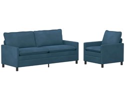 vidaXL - Bankstel - 2 - st - Blauw - Fluweel
