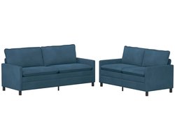 vidaXL - Bankstel - 2 - st - Blauw - Fluweel