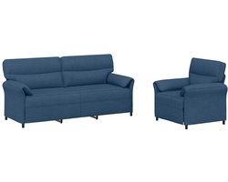vidaXL - Bankstel - 2 - st - Blauw - Stof