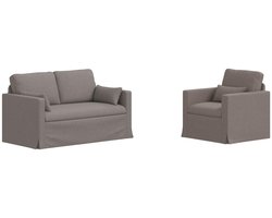 vidaXL - Bankstel - 2 - st - Taupe - Stof