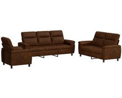 vidaXL - Bankstel - 3 - pcs - Bruin - Kunst - Suède - Leer
