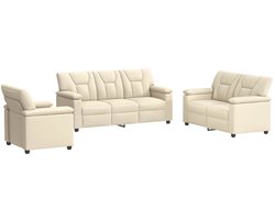 vidaXL - Bankstel - 3 - pcs - Crèmekleurig - Kunstleer