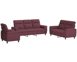 vidaXL - Bankstel - 3 - pcs - Paars - Stof
