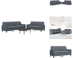 vidaXL Bankstel - Bankstellen - Bankenset - Sofa - 2-delige Loungeset met kussens fluweel donkergrijs