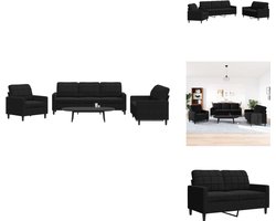 vidaXL Bankstel - Bankstellen - Bankenset - Sofa - 3-delige Loungeset met kussens fluweel zwart