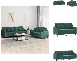 vidaXL Bankstel - Bankstellen - Fauteuil - 2-zitsbank - 2-delige Loungeset met kussens fluweel donkergroen