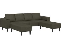 vidaXL - Bankstel - Legergroen - Faux - suede - leer