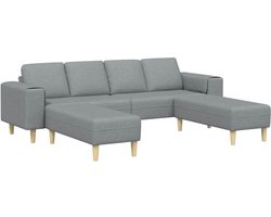 vidaXL - Bankstel - Lichtgrijs - Stof