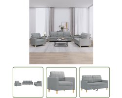vidaXL Bankstel - Loungeset - 3-delige Loungeset met kussens stof lichtgrijs - Tuinmeubilair - Buitenleven - Grijs Meubilair