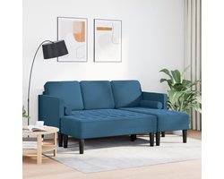 vidaXL - Bankstel - met - kussen - 2 - pcs - Blauw - Polyester