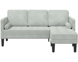 vidaXL - Bankstel - met - kussen - 2 - pcs - Lichtgrijs - Polyester