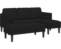 vidaXL - Bankstel - met - kussen - 2 - pcs - Zwart - Polyester