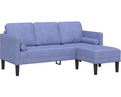 vidaXL - Bankstel - met - kussen - Jeans - Blauw - Polyester