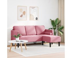vidaXL - Bankstel - met - kussen - Roze - Polyester