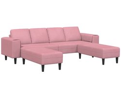 vidaXL - Bankstel - Roze - Fluweel