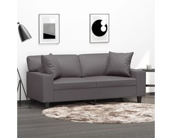 vidaXL Bankstel - Tweezitsbank - Tweezitsbank met sierkussens 140 cm kunstleer grijs - Lounge Stoel - Kunstleder Meubilaar - Modern Sofa