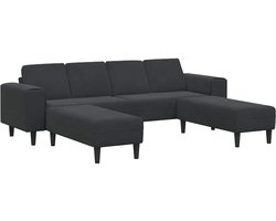 vidaXL - Bankstel - Zwart - Fluweel